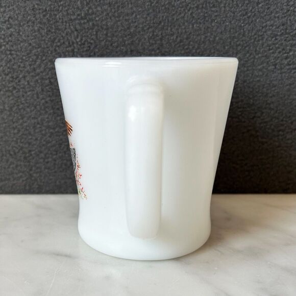 Vintage Fire King Anchor Hocking Mug Coffee Cup D Handle Ruffed Grouse Design - Picture 4 of 7